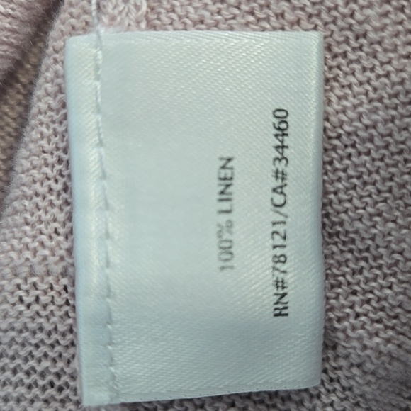 EILEEN FISHER Vintage Open Front Cardigan With Ruffle Tiers Pink Linen Sz LARGE - Picture 9 of 10